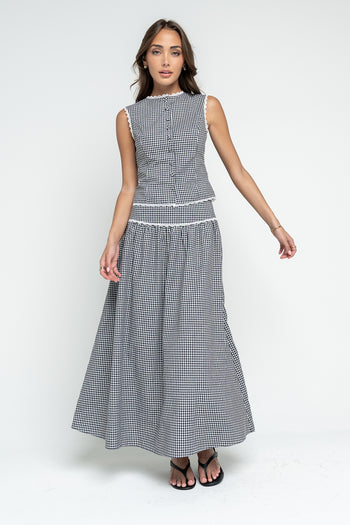 Kellie Gingham Tank in Black