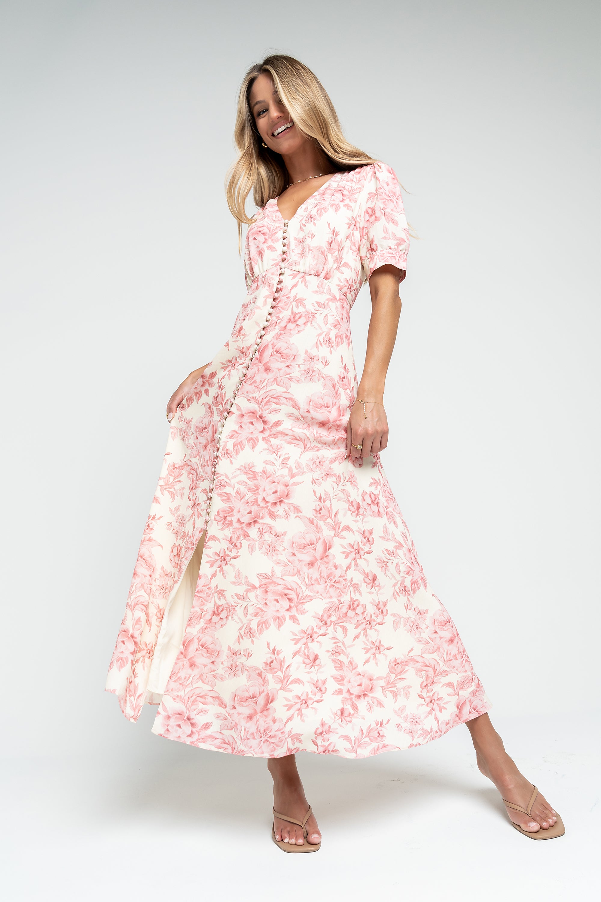 pink floral midi dress Women's Love Me Softly Bustier Maxi | Size: L Size medium measures 43.75 from top to bottom Love Found Fuchsia Pink Floral