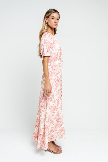 Lia Floral Midi Dress in Pink