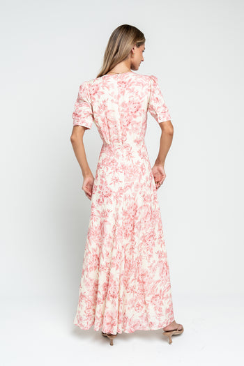 Lia Floral Midi Dress in Pink