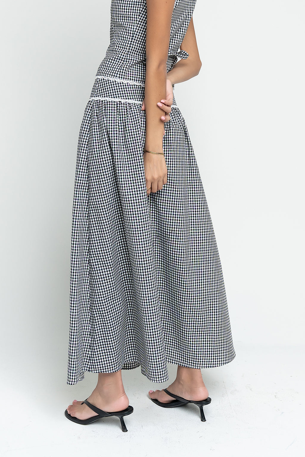 Kellie Gingham Skirt in Black