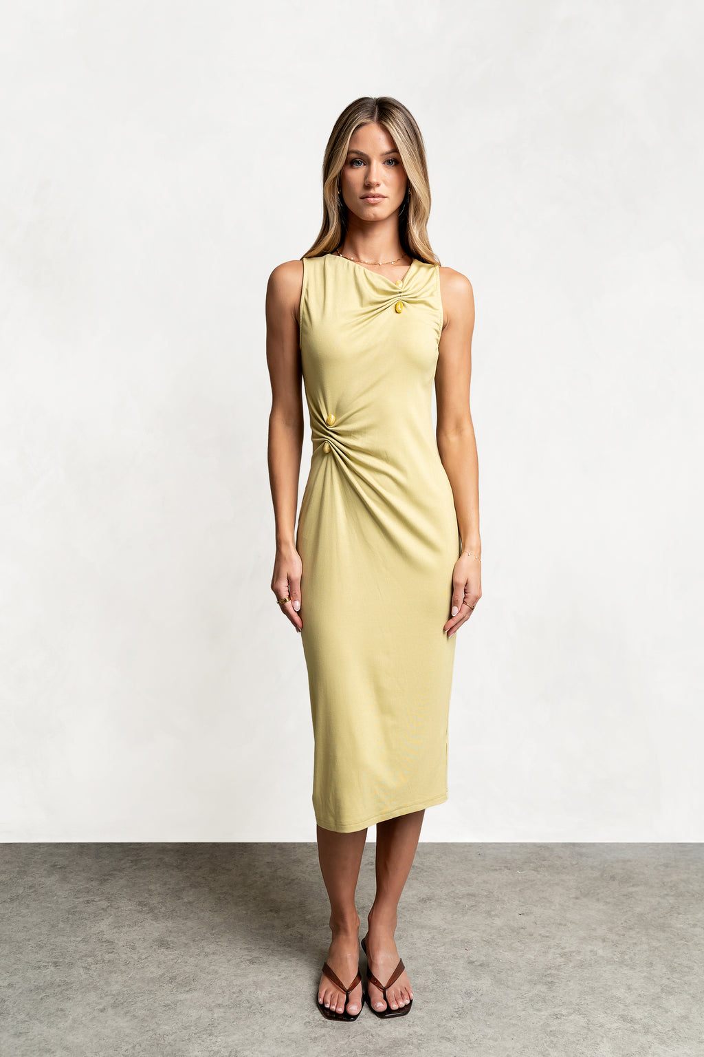 Lopez Ruched Midi Dress