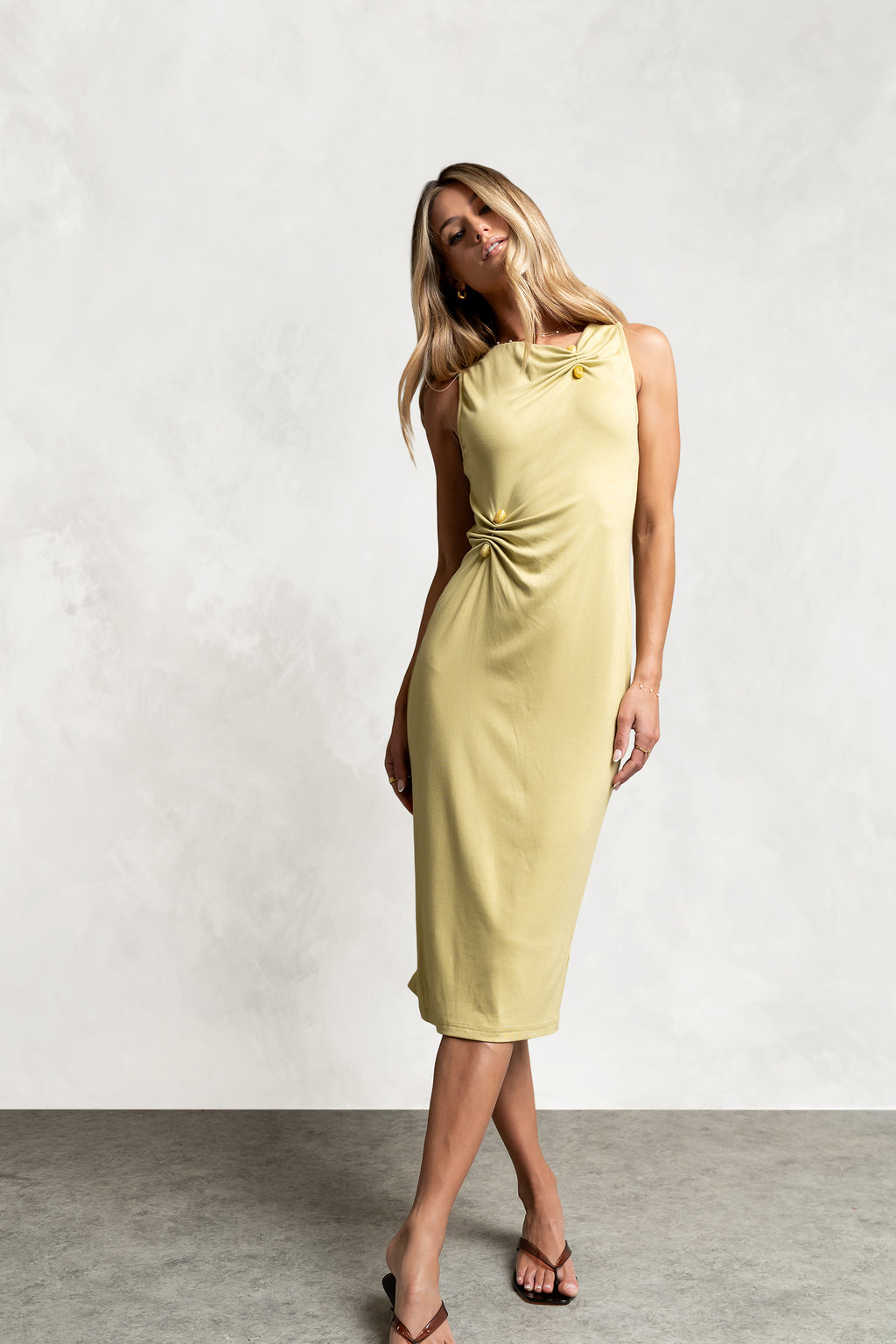 Lopez Ruched Midi Dress