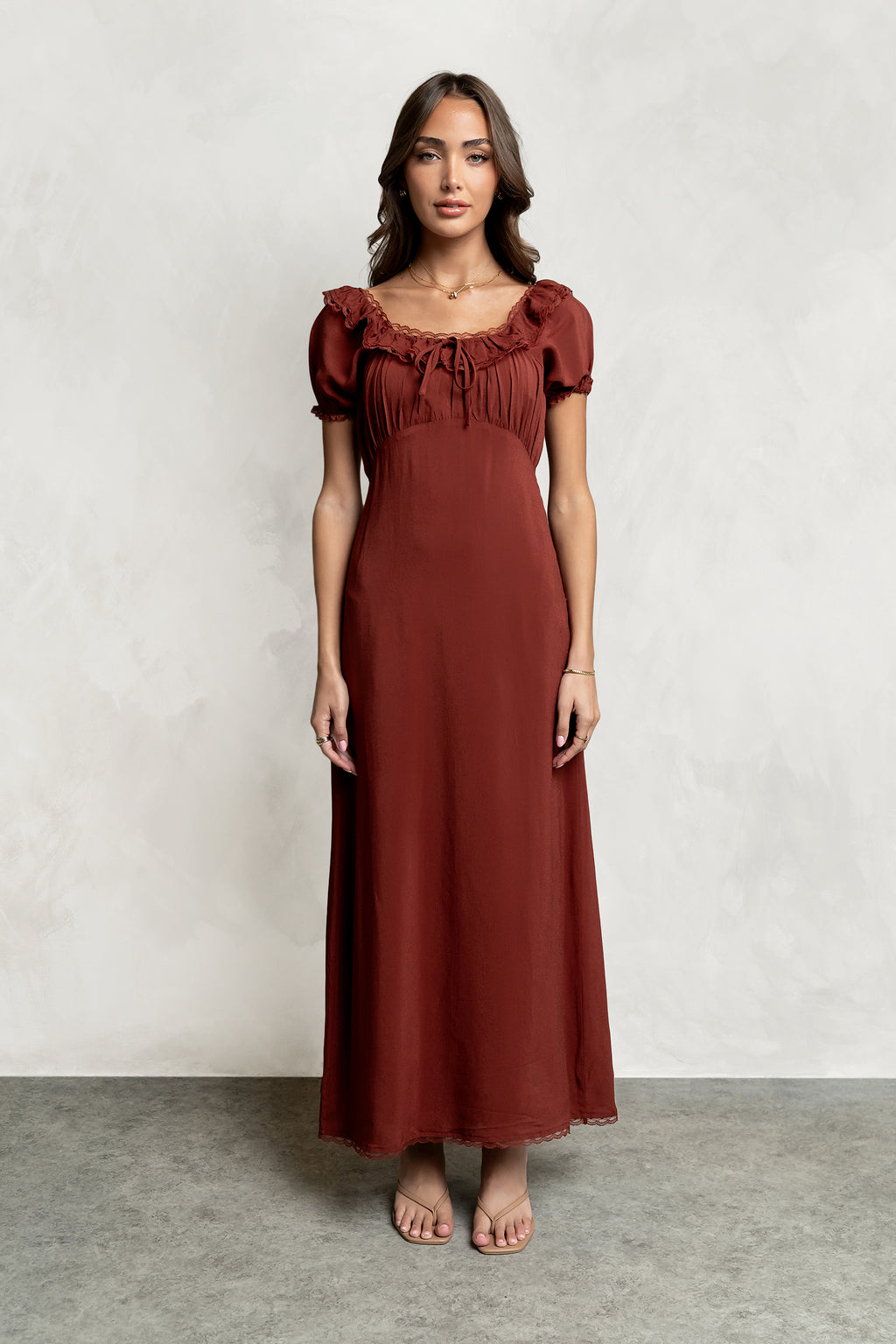 Annelise Maxi Dress in Red-Brown