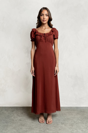 Annelise Maxi Dress in Red-Brown