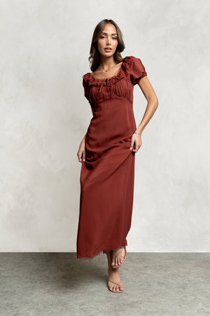 Annelise Maxi Dress in Red-Brown