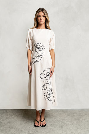Mandie Embroidered Midi Dress