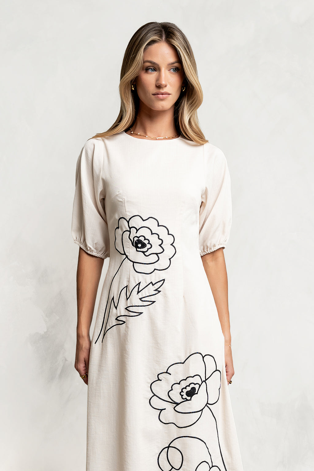 Mandie Embroidered Midi Dress