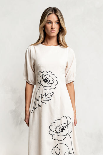 Mandie Embroidered Midi Dress