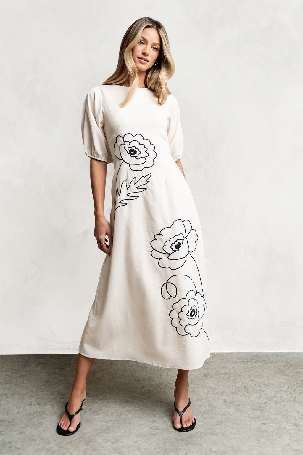 Mandie Embroidered Midi Dress