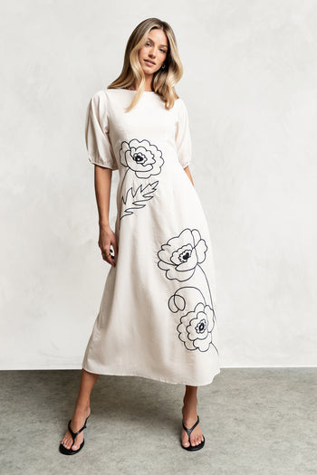 Mandie Embroidered Midi Dress