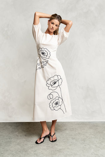 Mandie Embroidered Midi Dress