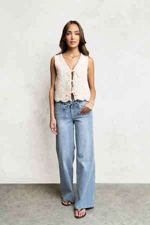Abigail Striped Wide Leg Jeans