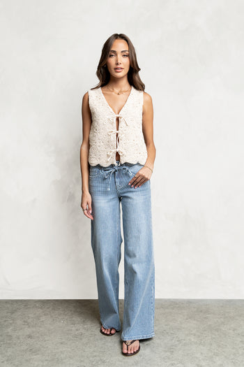 Brea Crochet Vest in Cream
