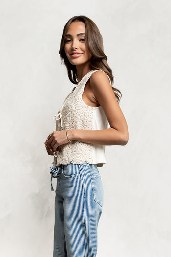 Brea Crochet Vest in Cream