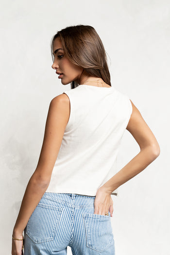 Brea Crochet Vest in Cream