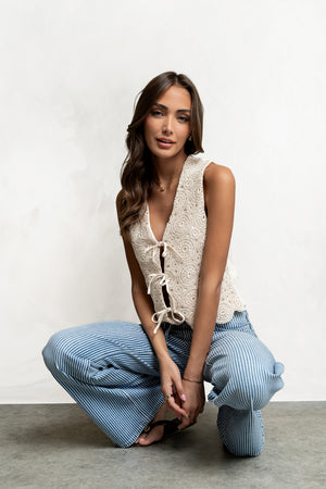 Brea Crochet Vest in Cream