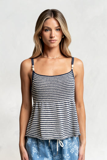 Yalara Striped Peplum Top