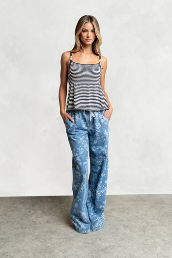 Yalara Striped Peplum Top
