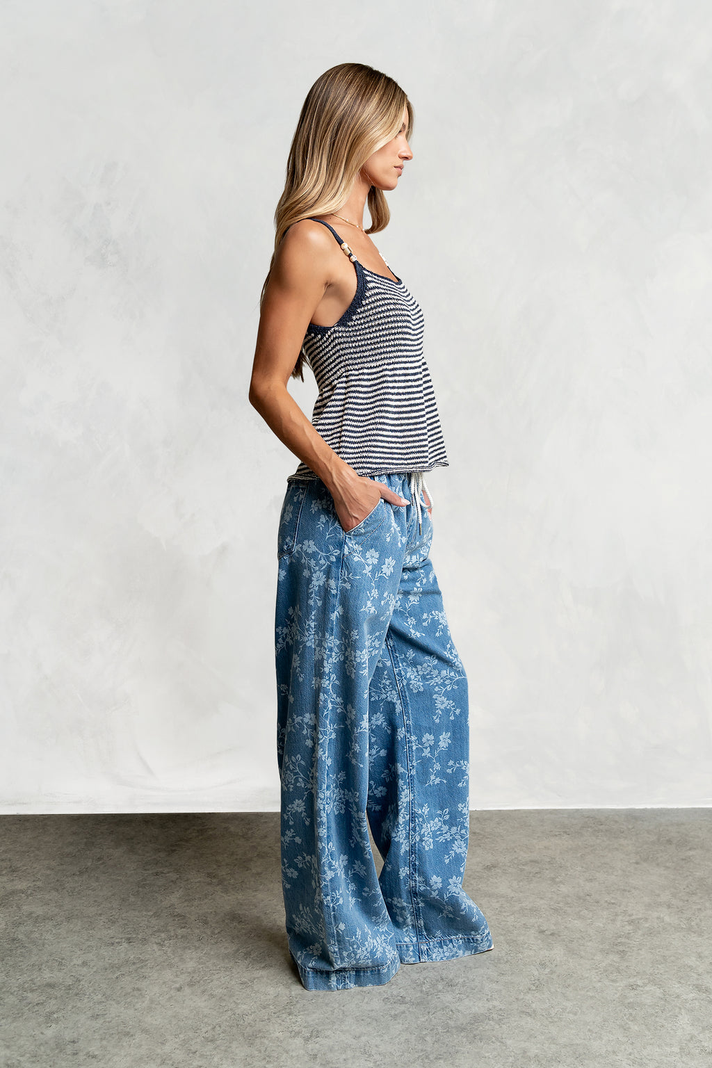 Yalara Striped Peplum Top