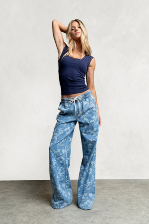 Gracie Floral Denim Pants