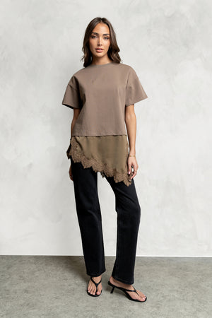 Mika Combination Top in Brown