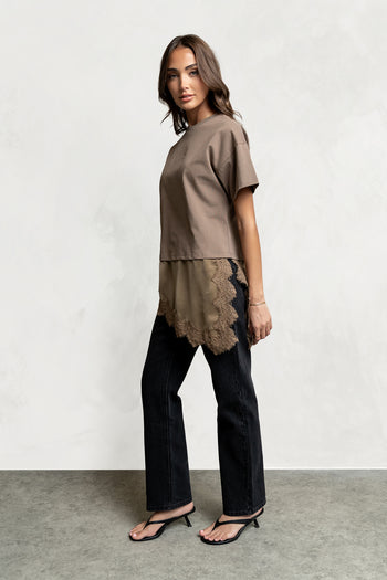 Mika Combination Top in Brown