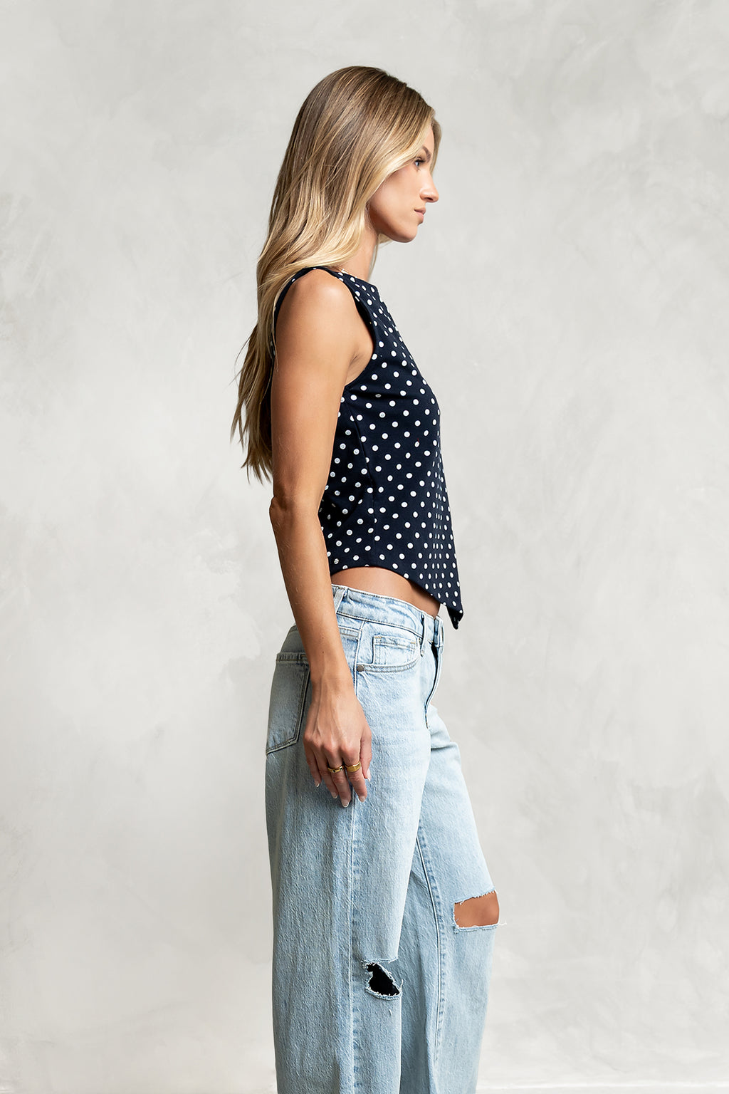 Mona Polka Dot Top in Navy