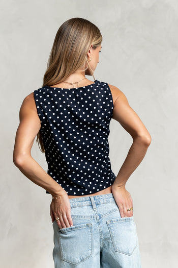 Mona Polka Dot Top in Navy