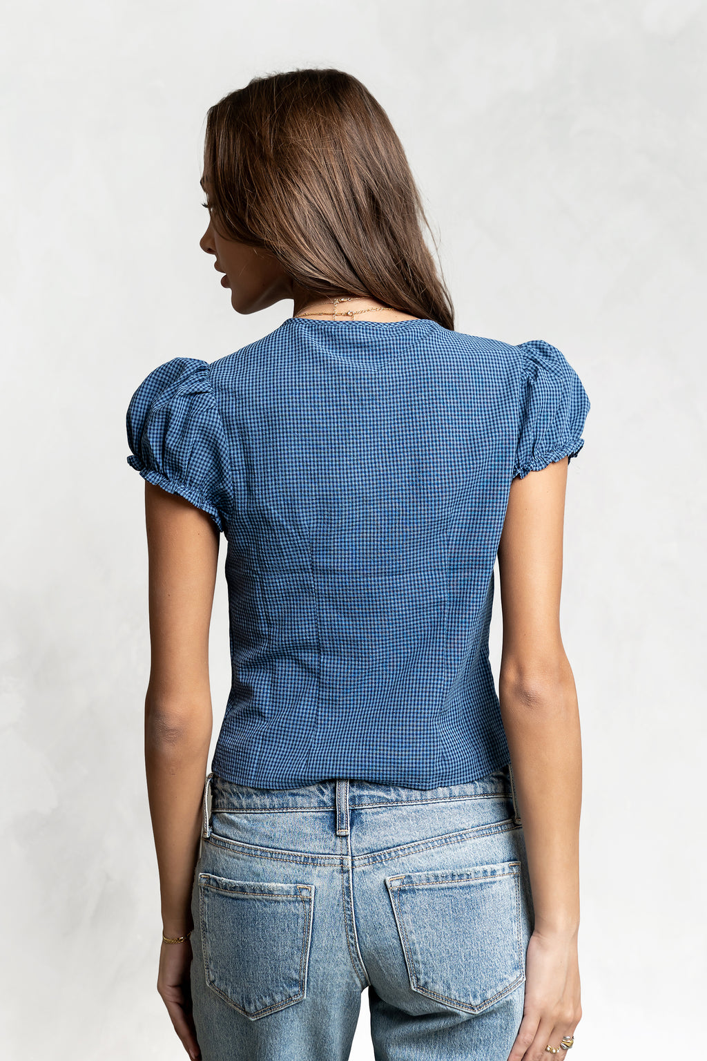 Josie Button Up Top in Navy