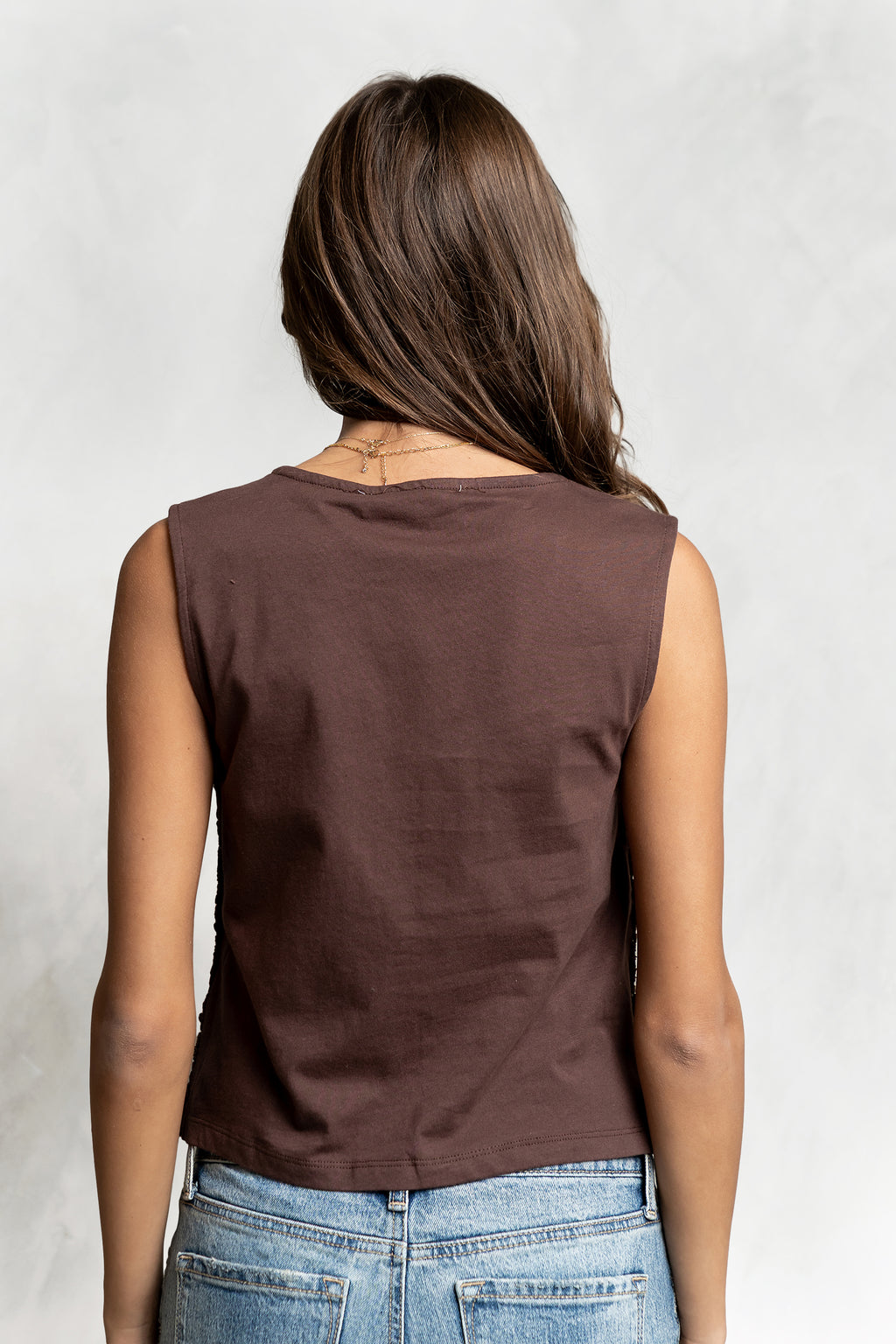 Brea Crochet Vest in Brown