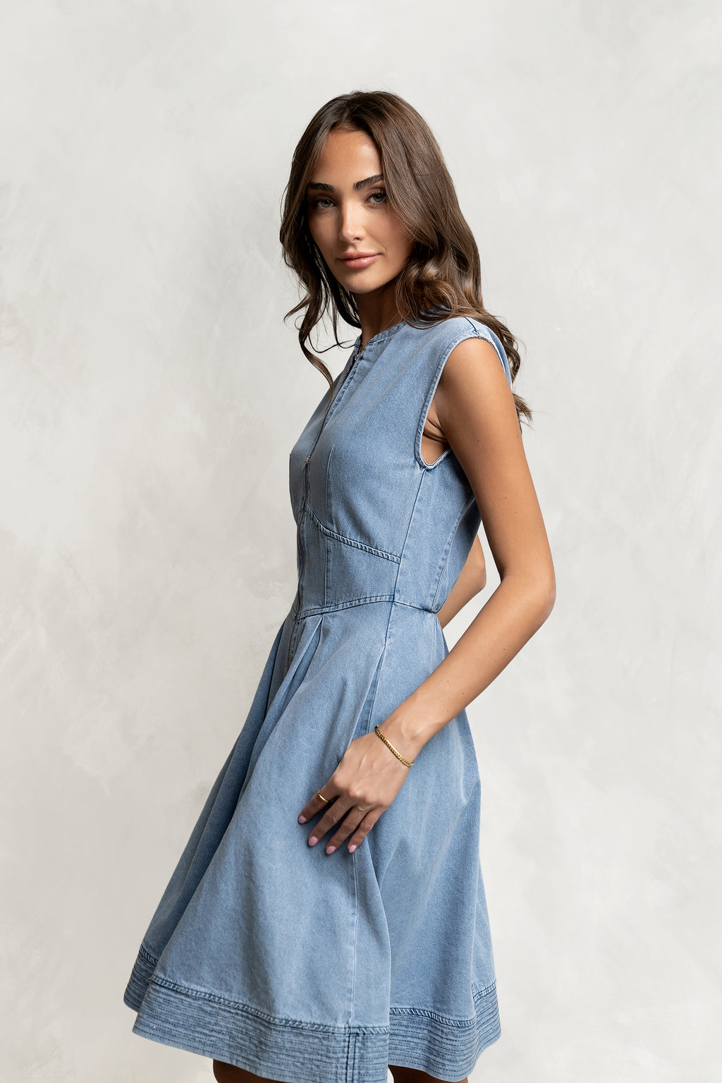 Jacee Denim Dress in Blue