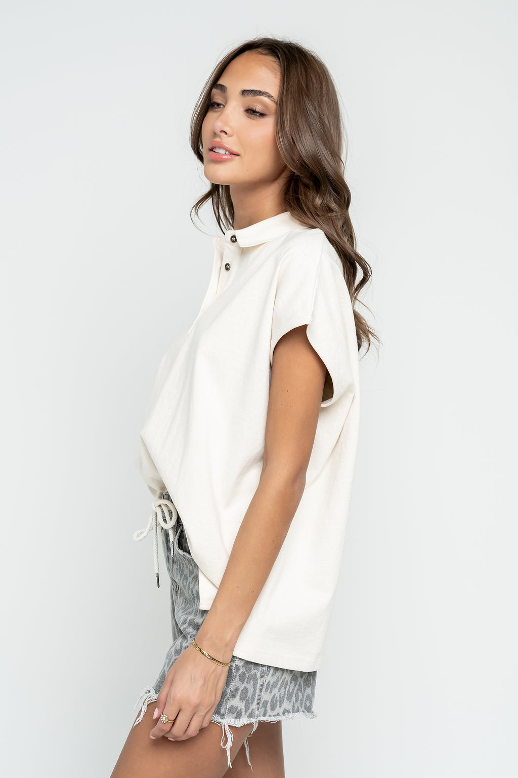 Jaylinn Oversized Polo in Oatmeal