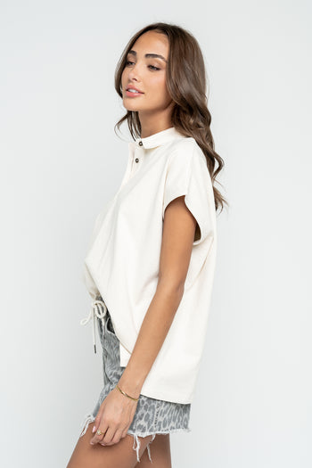 Jaylinn Oversized Polo in Oatmeal