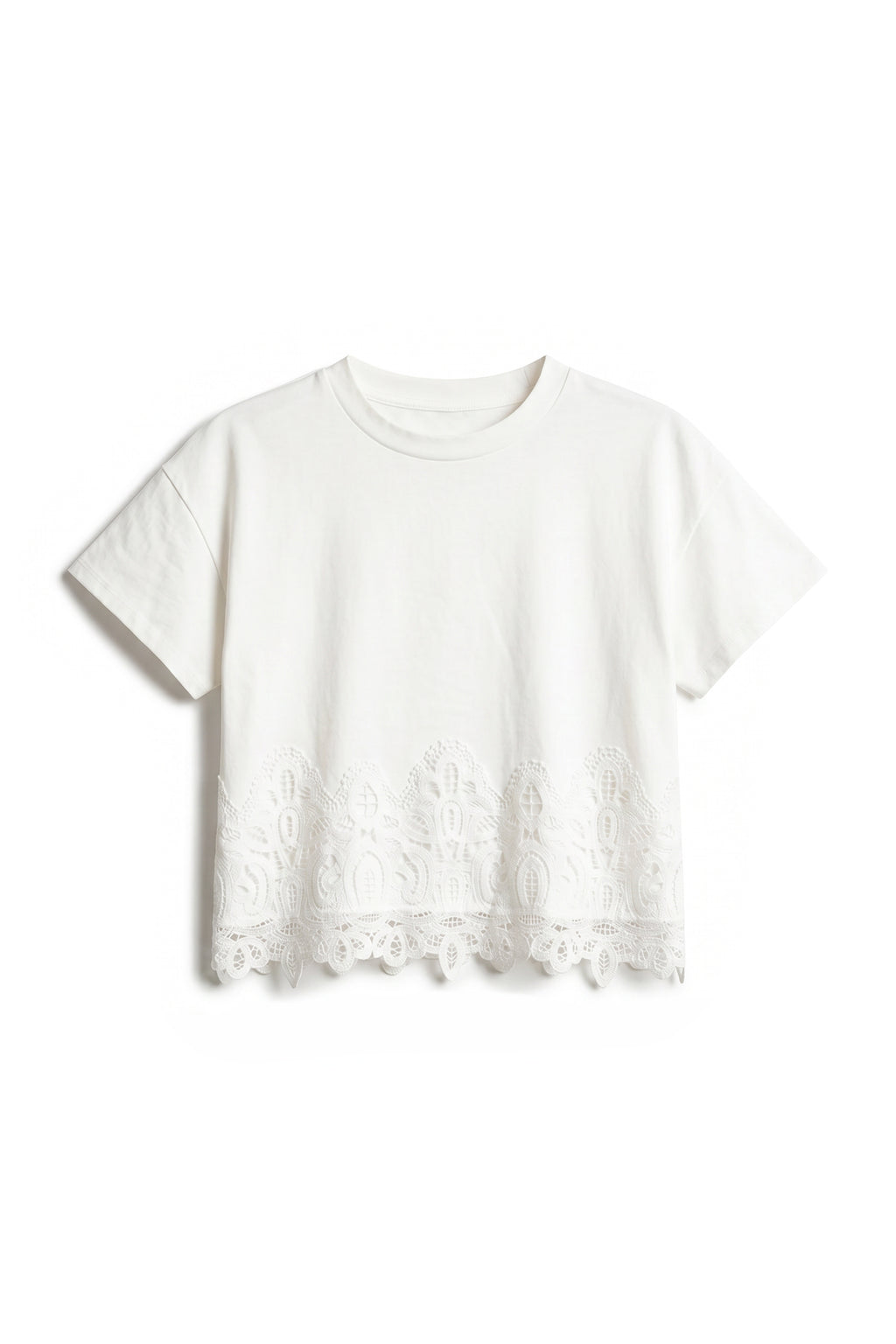 Karen Lace Trim Top in White