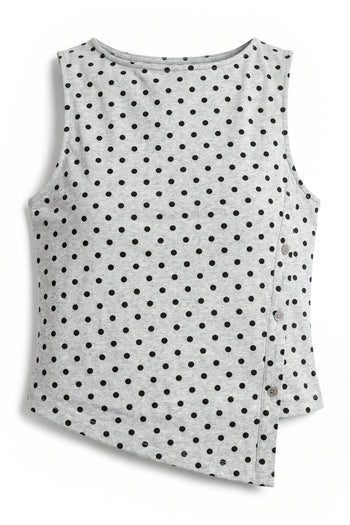 Mona Polka Dot Top in Heather Grey