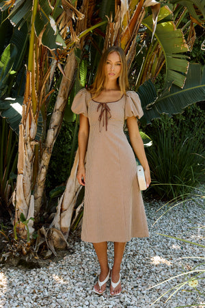 tan and brown dress Women's Dresses The You Tell Me Tan Textured Floral Print Chiffon Drop Waist Maxi Dress keeps things open Brown Dresses for Women |
