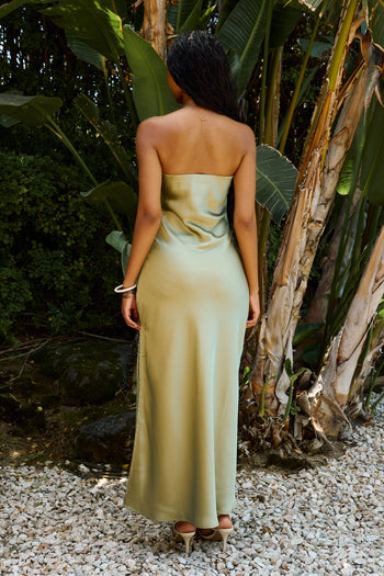 Ayla Satin Maxi Dress in Sage