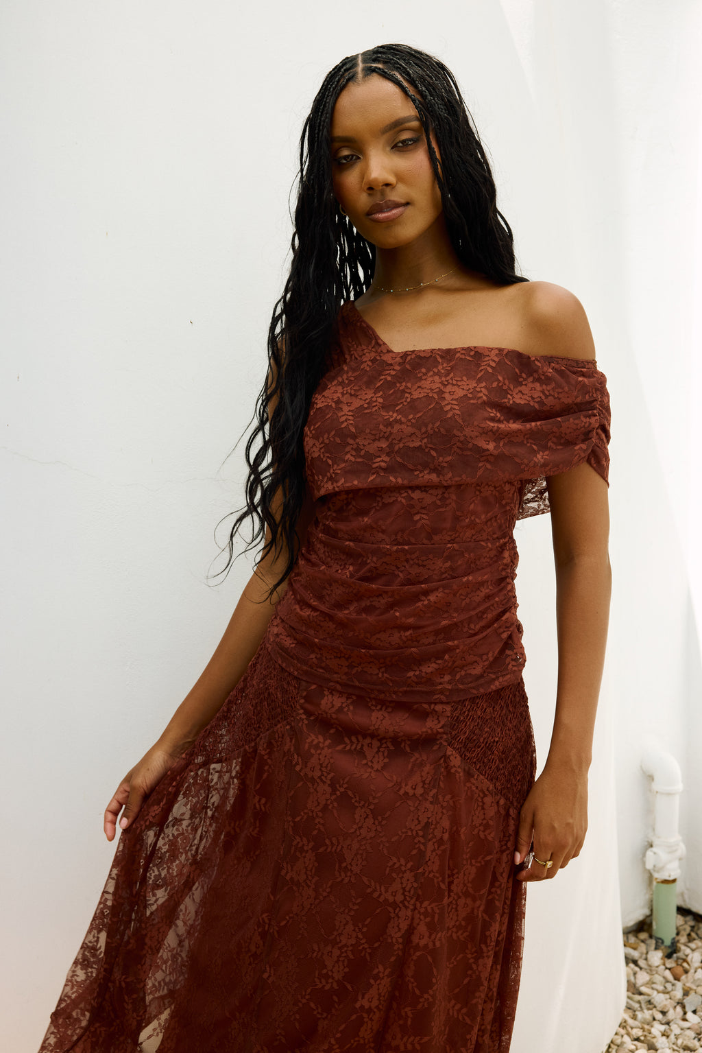 Cleo Asymmetrical Lace Top