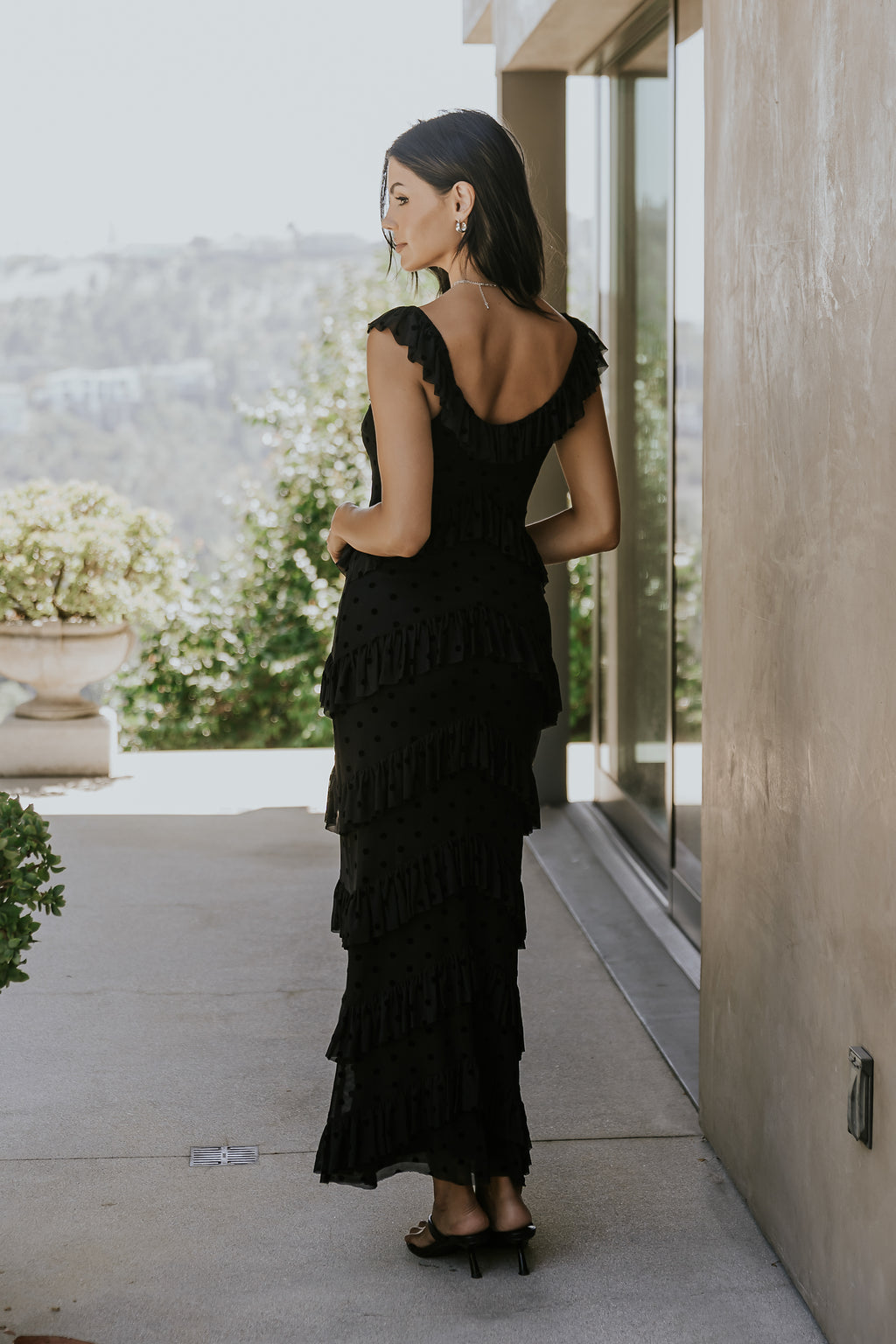 Katrina Tiered Maxi Dress in Black