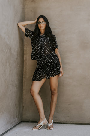 Hazel Polka Dot Top in Black
