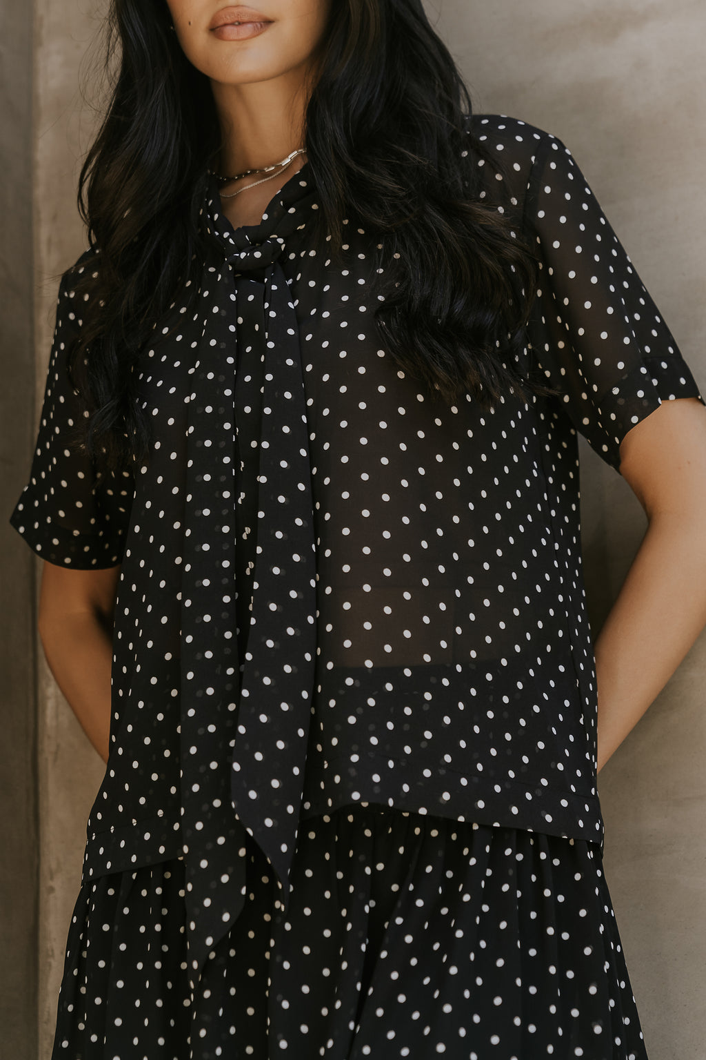 Hazel Polka Dot Top in Black