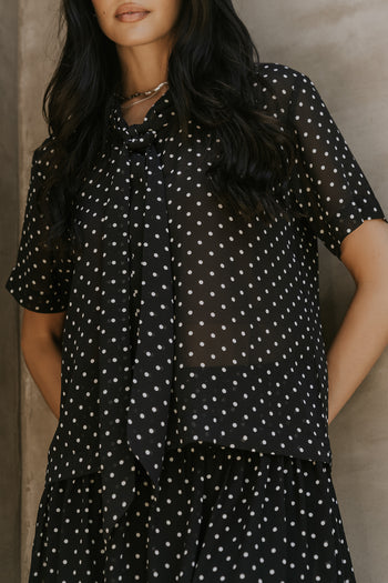 Hazel Polka Dot Top in Black
