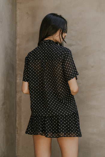 Hazel Polka Dot Top in Black