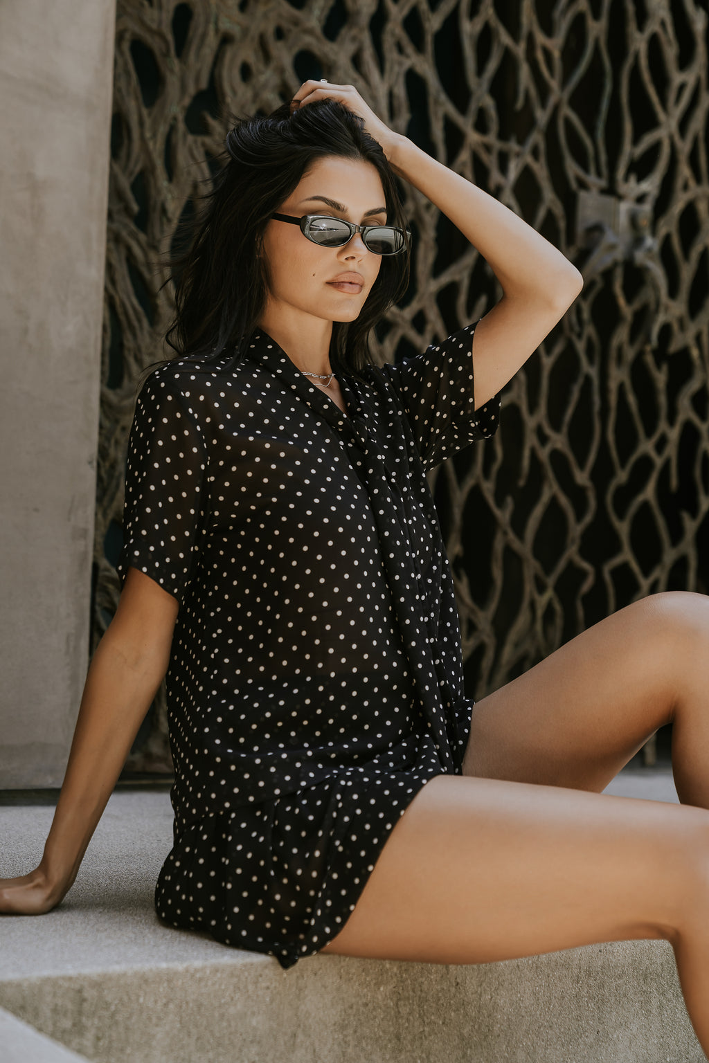 Hazel Polka Dot Top in Black