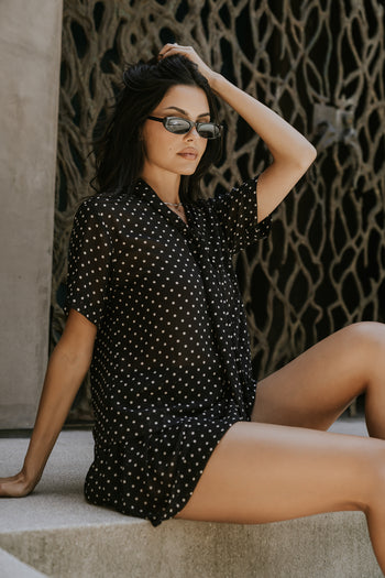 Hazel Polka Dot Top in Black