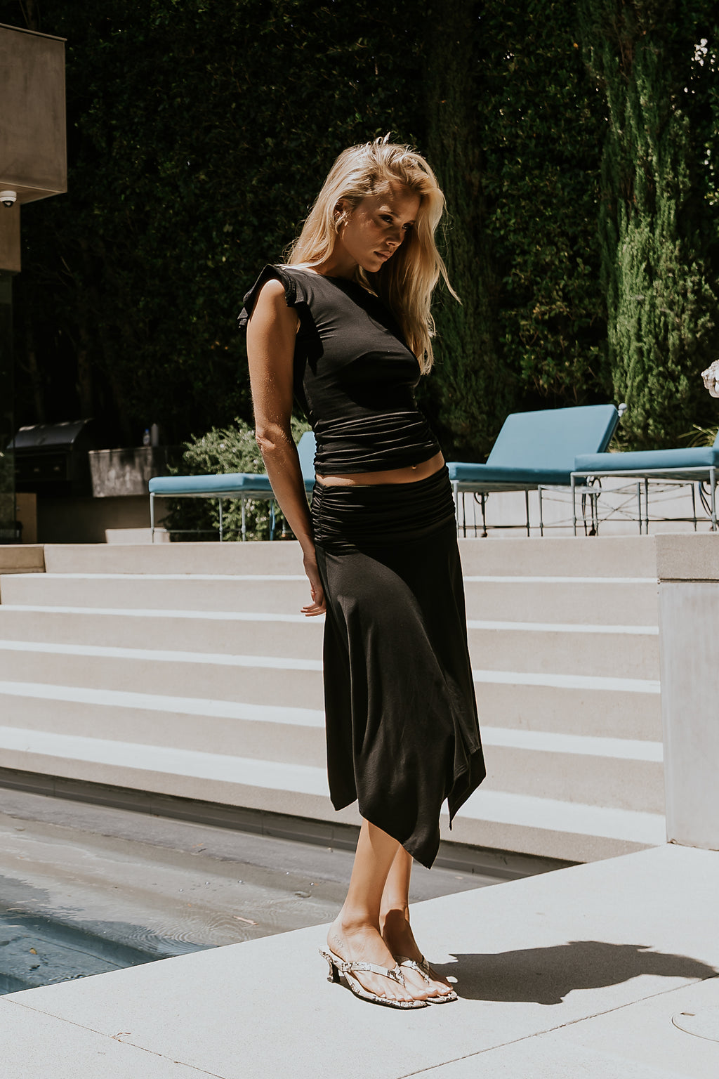 Lydia Ruffle Sleeve Top in Black