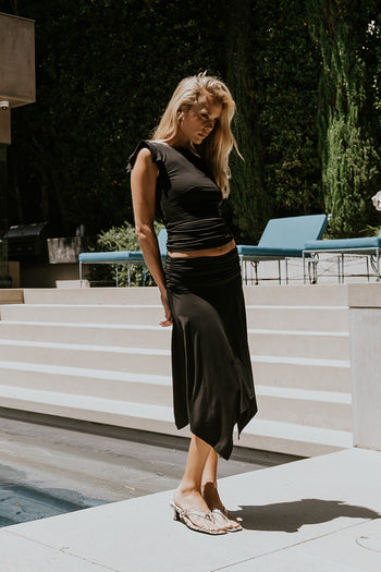 Lydia Ruffle Sleeve Top in Black