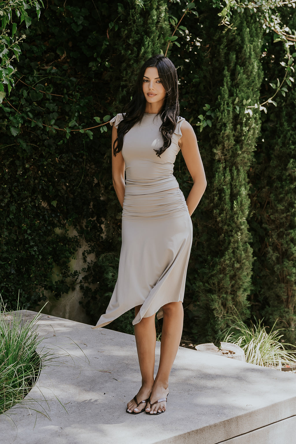 Lydia Asymmetrical Skirt in Taupe