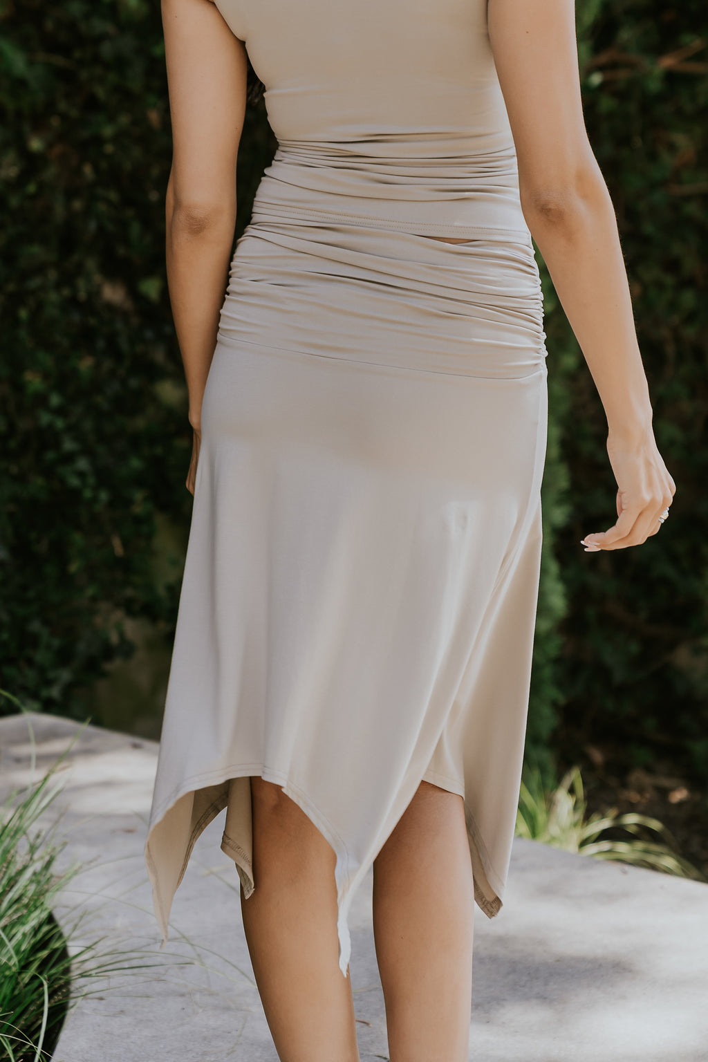 Lydia Asymmetrical Skirt in Taupe